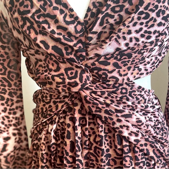 Anthropologie RANNA GILL Leopard Print Cut-out Midi Dress - Picture 7 of 11